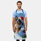 ベルギーシェパードクリスマスフェスティバルスノーシーン エプロン (着用した状態)