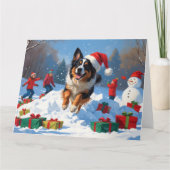 ベルギーシェパードクリスマスフェスティバルスノーシーン カード (正面)