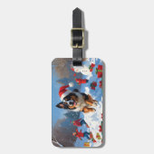 ベルギーシェパードクリスマスフェスティバルスノーシーン ラゲッジタグ (正面縦)