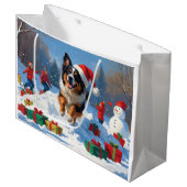 ベルギーシェパードクリスマスフェスティバルスノーシーン ラージペーパーバッグ (正面アングル)