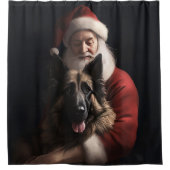 ベルギーシェパードサンタクロースフェスティバルクリスマス シャワーカーテン (正面)