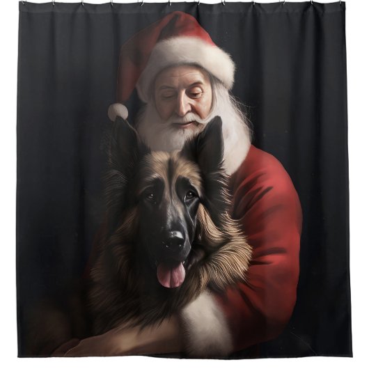 ベルギーシェパードサンタクロースフェスティバルクリスマス シャワーカーテン (正面)