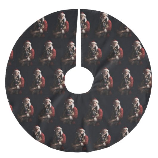 ベルギーシェパードサンタクロースフェスティバルクリスマス ブラッシュドポリエステルツリースカート (正面)