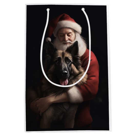 ベルギーシェパードサンタクロースフェスティバルクリスマス ミディアムペーパーバッグ (正面)