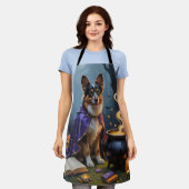 ベルギーシェパードドお洒落グハロウィン絵を描ズ エプロン (着用した状態)