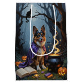 ベルギーシェパードドお洒落グハロウィン絵を描ズ ミディアムペーパーバッグ (裏面)