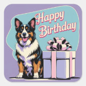 ベルギーシェパードドカラフルッグ スクエアシール (正面)