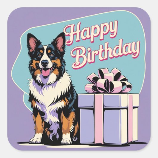 ベルギーシェパードドカラフルッグ スクエアシール (正面)