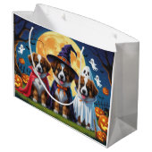 ベルギーシェパードドッグスパンプキンハロウィンおもしろい ラージペーパーバッグ (裏面アングル)