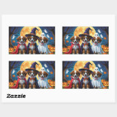 ベルギーシェパードドッグスパンプキンハロウィンおもしろい 長方形シール (シート)