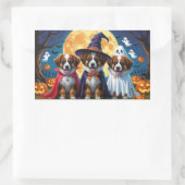 ベルギーシェパードドッグスパンプキンハロウィンおもしろい 長方形シール (バッグ)