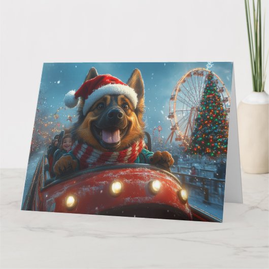 ベルギーシェパードドッグローラーコースタークリスマス カード (正面)