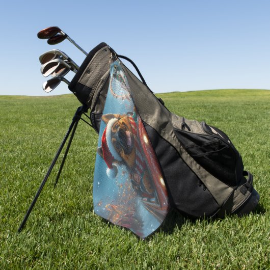 ベルギーシェパードドッグローラーコースタークリスマス ゴルフタオル (グリーン)