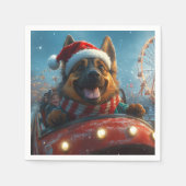 ベルギーシェパードドッグローラーコースタークリスマス スタンダードカクテルナプキン (正面)