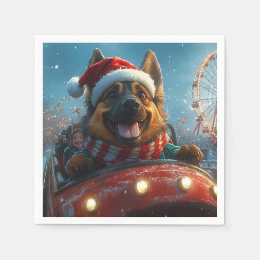 ベルギーシェパードドッグローラーコースタークリスマス スタンダードカクテルナプキン (正面)