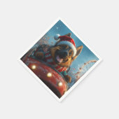 ベルギーシェパードドッグローラーコースタークリスマス スタンダードカクテルナプキン (角)
