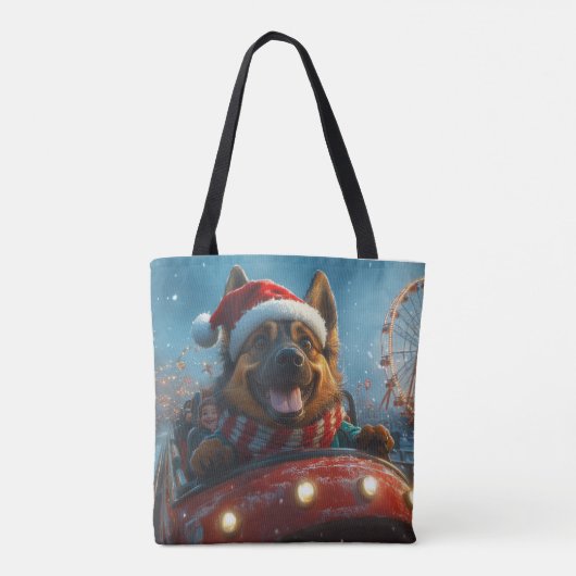 ベルギーシェパードドッグローラーコースタークリスマス トートバッグ (裏面)