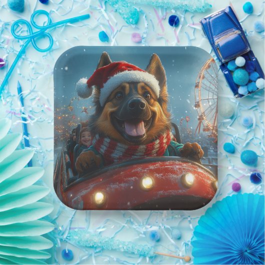 ベルギーシェパードドッグローラーコースタークリスマス ペーパープレート (パーティー)