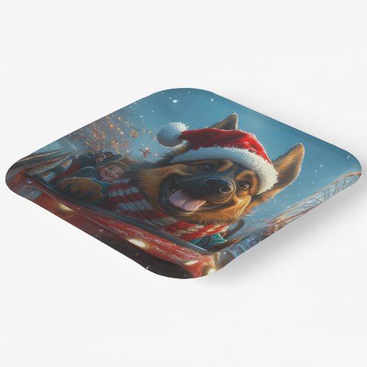 ベルギーシェパードドッグローラーコースタークリスマス ペーパープレート (傾斜あり)