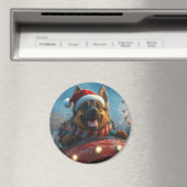ベルギーシェパードドッグローラーコースタークリスマス マグネット (インサイチュ (食洗機))
