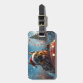 ベルギーシェパードドッグローラーコースタークリスマス ラゲッジタグ (正面縦)