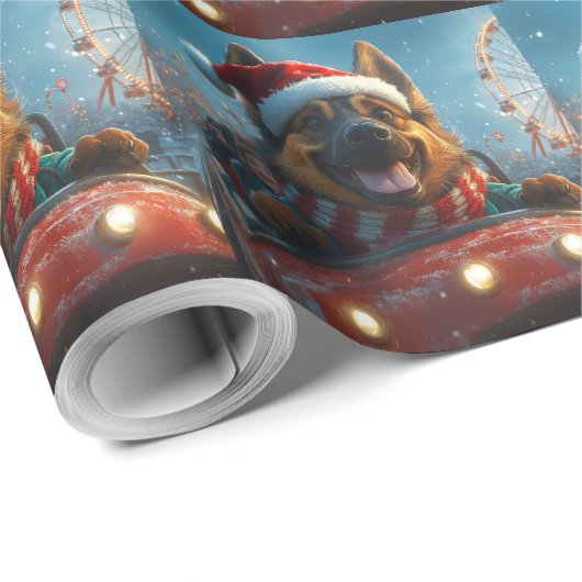 ベルギーシェパードドッグローラーコースタークリスマス ラッピングペーパー (ロールコーナー)