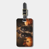 ベルギーシェパードパピーオータムデライトカボチャ ラゲッジタグ (正面縦)