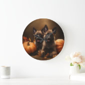 ベルギーシェパードパピーオータムデライトカボチャ ラージ壁時計 (ホーム)