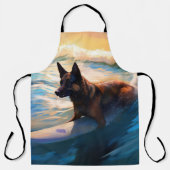 ベルギーシェパードビーチ絵画サーフィン エプロン (正面)