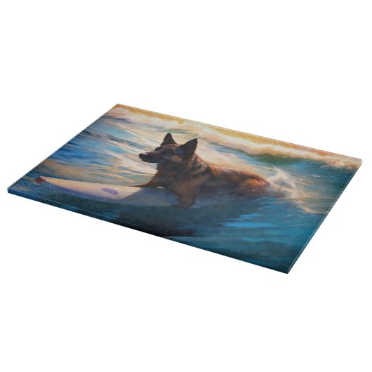 ベルギーシェパードビーチ絵画サーフィン カッティングボード (角)