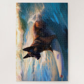 ベルギーシェパードビーチ絵画サーフィン ジグソーパズル (縦)