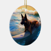 ベルギーシェパードビーチ絵画サーフィン セラミックオーナメント (右)
