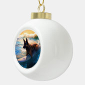 ベルギーシェパードビーチ絵画サーフィン セラミックボールオーナメント (右)