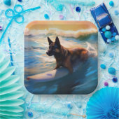 ベルギーシェパードビーチ絵画サーフィン ペーパープレート (パーティー)