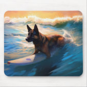 ベルギーシェパードビーチ絵画サーフィン マウスパッド (正面)