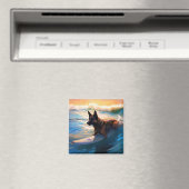 ベルギーシェパードビーチ絵画サーフィン マグネット (インサイチュ (食洗機))