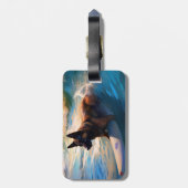 ベルギーシェパードビーチ絵画サーフィン ラゲッジタグ (裏面縦)