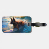 ベルギーシェパードビーチ絵画サーフィン ラゲッジタグ (裏面横)