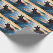 ベルギーシェパードビーチ絵画サーフィン ラッピングペーパー (角)