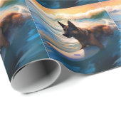 ベルギーシェパードビーチ絵画サーフィン ラッピングペーパー (ロールコーナー)