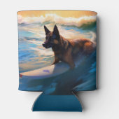 ベルギーシェパードビーチ絵画サーフィン 缶クーラー (裏面)