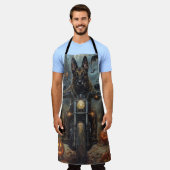 ベルギーシェパードライディングオートバイハロウィンホラー エプロン (着用した状態)