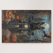 ベルギーシェパードライディングオートバイハロウィンホラー ジグソーパズル (横)