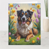 ベルギーシェパード春の花絵を描ズ カード (正面)