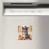 ベルギーシェパード紅葉感謝祭アート マグネット (インサイチュ (食洗機))