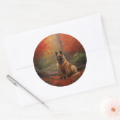 ベルギーシェパード紅葉秋 ラウンドシール (封筒)