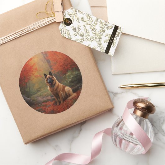 ベルギーシェパード紅葉秋 ラウンドシール (ギフト)