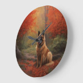 ベルギーシェパード紅葉秋 ラージ壁時計 (傾斜)