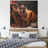 ベルギーシェパード雪そりのクリスマスデコール キャンバスプリント (インサイチュ (寝室))