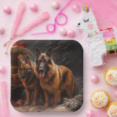 ベルギーシェパード雪そりのクリスマスデコール ペーパープレート (パーティー)